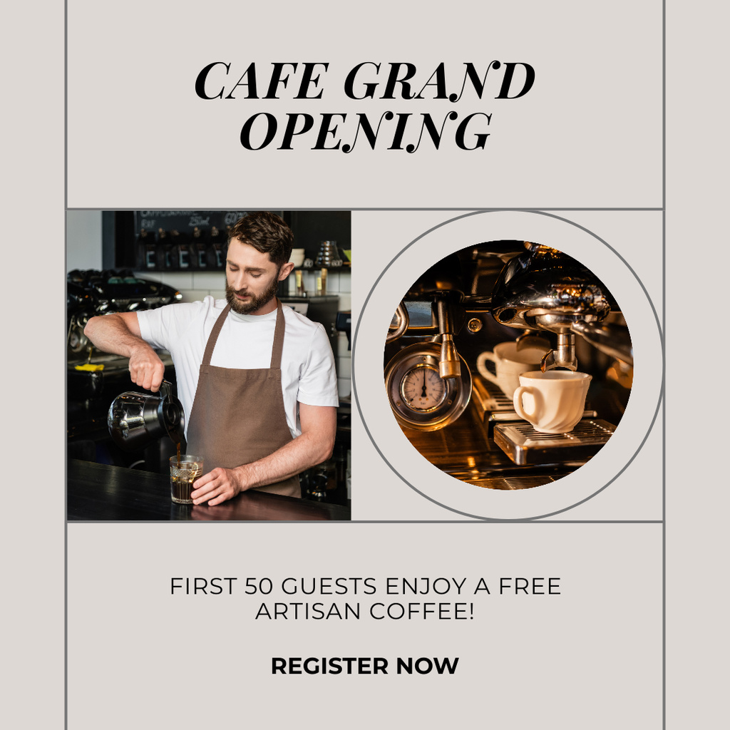 Enjoyable Cafe Opening With Registration Instagram Tasarım Şablonu