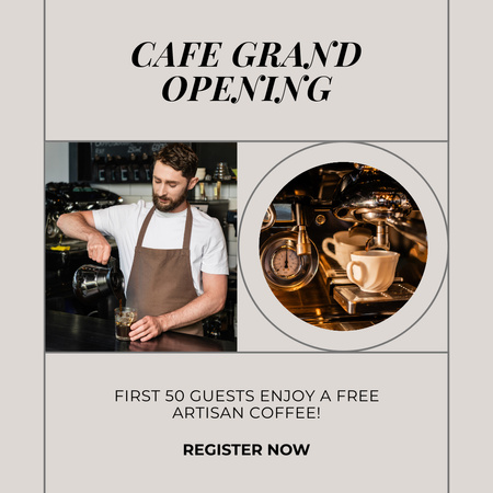 Příjemné otevření kavárny s registrací Instagram Šablona návrhu