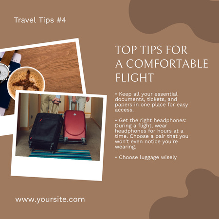 Travel Tips with Suitcases on Wheels   Instagram Design Template