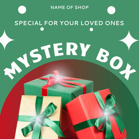Christmas Mystery Box Green Instagram Design Template