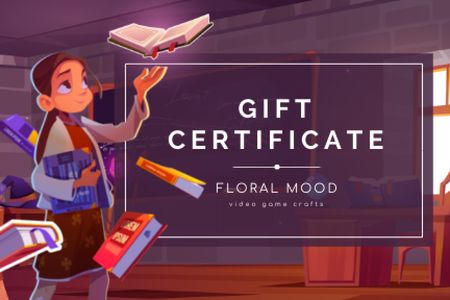 School Girl in Game Gift Certificate – шаблон для дизайну