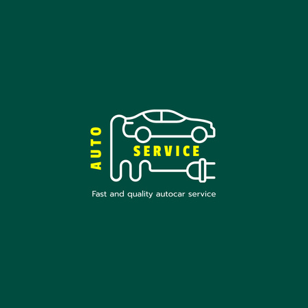 Auto Service Ad with Electric Car on Green Logo 1080x1080pxデザインテンプレート