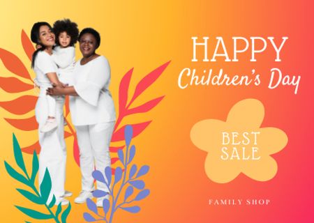 Plantilla de diseño de Children's Day Offer with Baby and Mom and Grandma Card 
