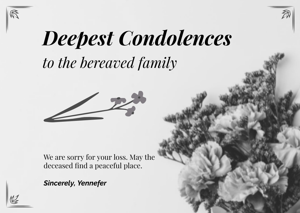 Platilla de diseño Card - Deepest Condolences Card
