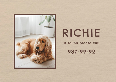 Lost Dog information with cute pet Flyer 5x7in Horizontal Design Template