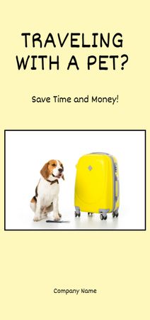 Beagle Dog Sitting near Yellow Suitcase Flyer DIN Large Design Template