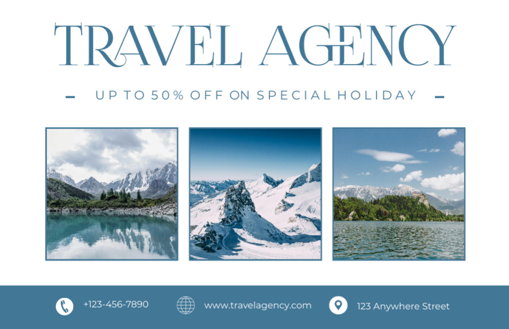 Modèle de visuel Offer of Special Holiday Tour from Travel Agency - Thank You Card 5.5x8.5in
