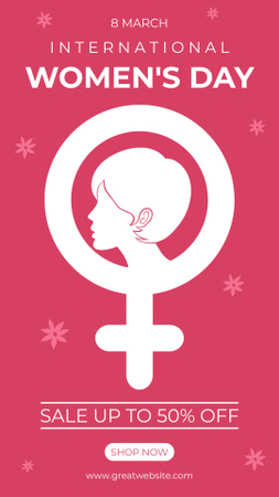Plantilla de diseño de Celebración del día de la mujer con ilustración de mujer en signo femenino Instagram Story 
