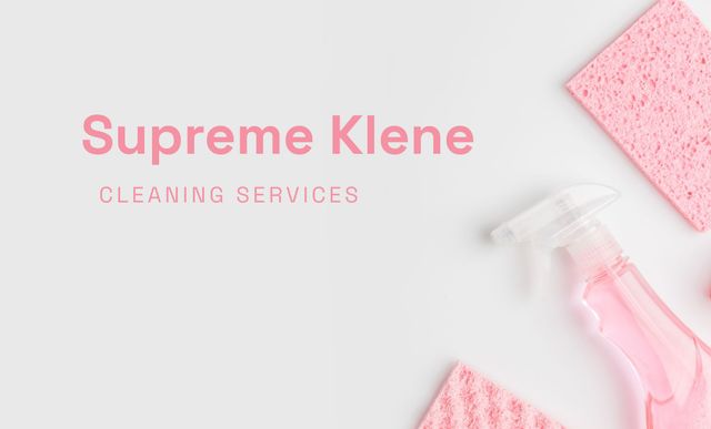 Modèle de visuel Cleaning Services Ad with Pink Detergent - Business Card 91x55mm