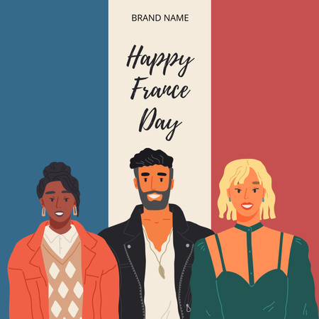 France Day Greeting Card Instagram Design Template