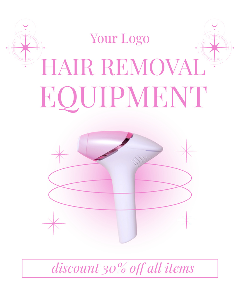Designvorlage Sale of Hair Removal Equipment on Pink Gradient für Instagram Post Vertical