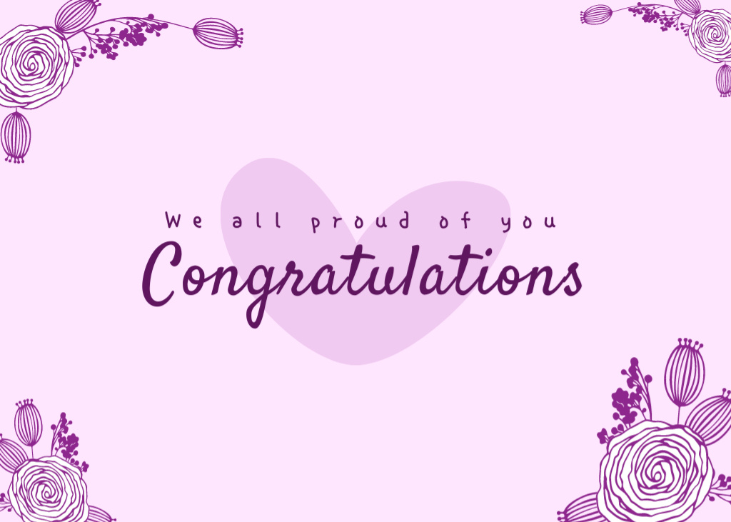 Template di design We All Proud of You on Purple Postcard 5x7in