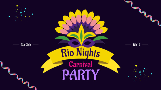 Bright Mask And Rio Carnival Party At Night Full HD video Šablona návrhu