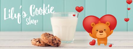 Designvorlage Valentine's Cookies with Cute Teddy Bear für Facebook Video cover