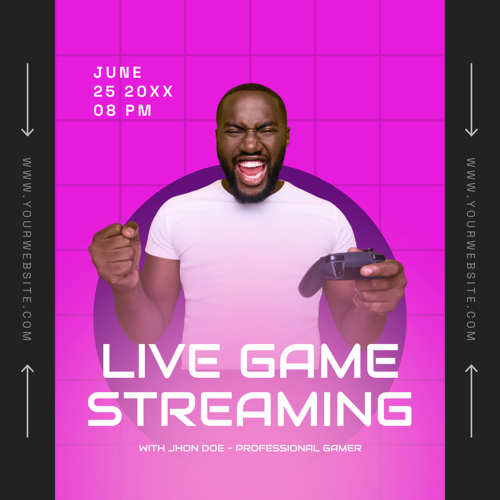 Ontwerpsjabloon van Instagram van Live Game Streaming Ad
