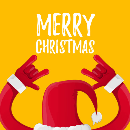 Santa showing rock sign on Christmas Animated Post Design Template