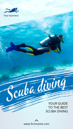 Scuba Diving Ad with Man in Blue Water Instagram Story Design Template
