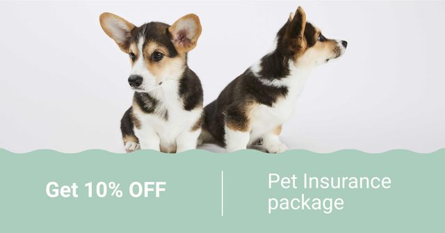 Pet Insurance Offer with Cute Puppies Facebook AD Πρότυπο σχεδίασης