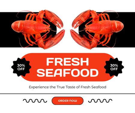 Anúncio de frutos do mar com lagostins frescos Facebook Modelo de Design