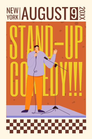 Plantilla de diseño de Anuncio de programa de comedia con comediante en el escenario Tumblr 
