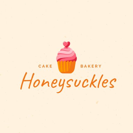 Bakery Ad with Yummy Cupcake Illustration Logo Modelo de Design
