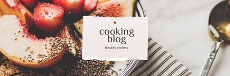 Food Blog Ad with Fruit Salad Twitter Modelo de Design