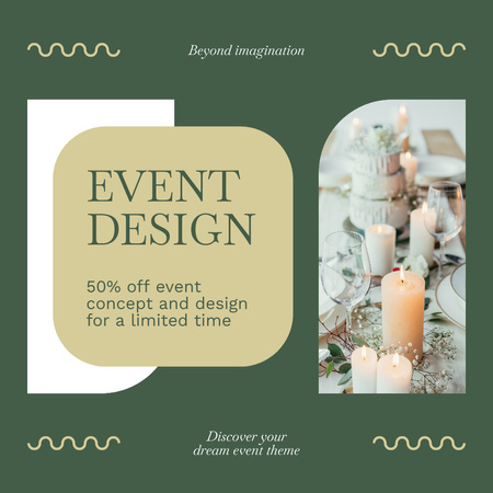 Designvorlage Rabatt auf Eventdesign und -konzept für Instagram