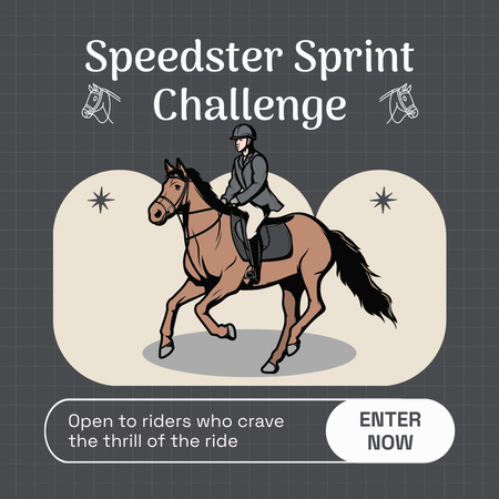 Ontwerpsjabloon van Instagram van Prachtige voorjaarscompetitiepromotie voor de paardensport