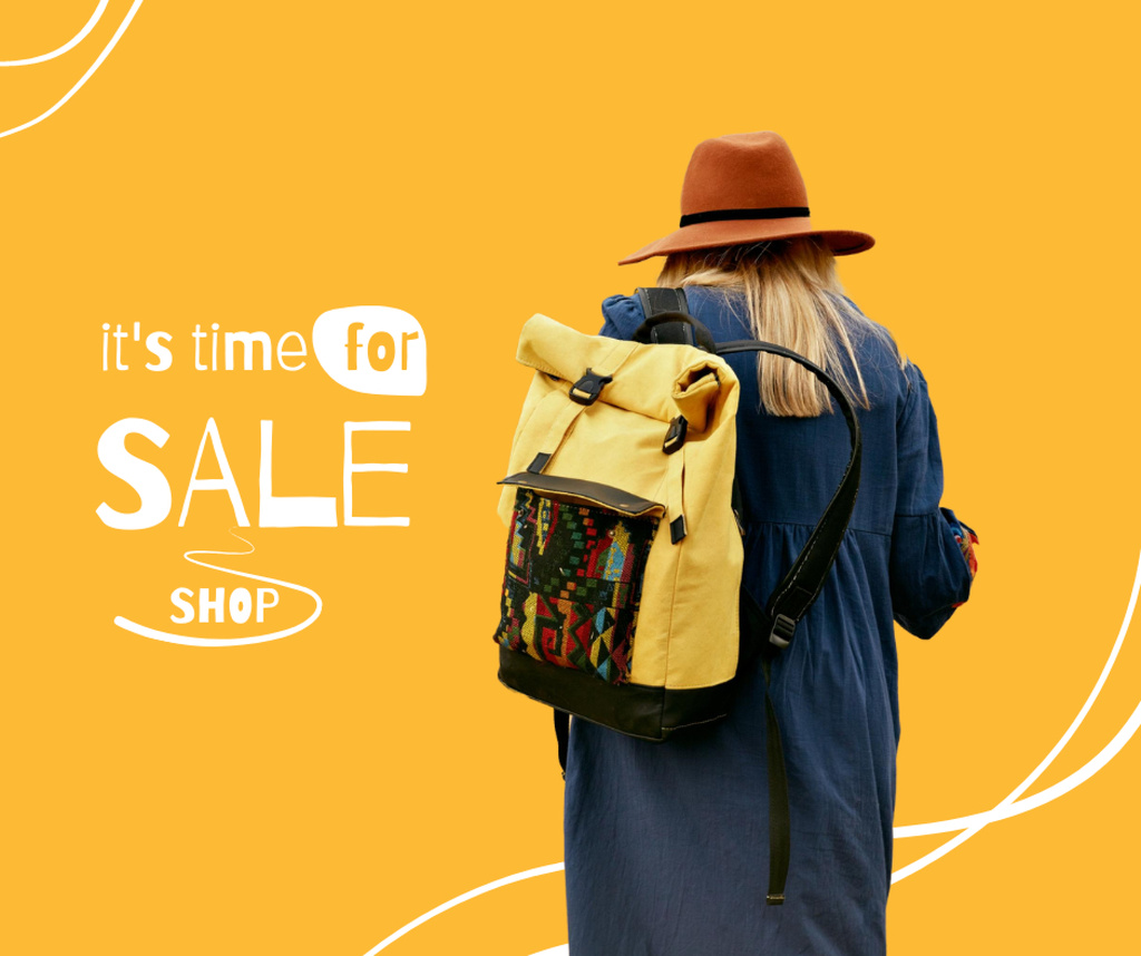 Autumn Sale Announcement with Girl in Stylish Outfit Facebook Design Template