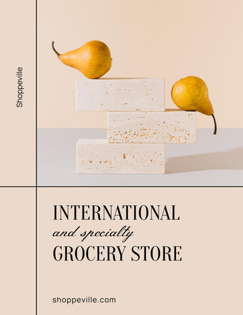 Grocery Shop Ad Poster 8.5x11in Tasarım Şablonu