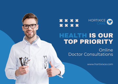 Ad of Online Doctor Consultations Card Πρότυπο σχεδίασης
