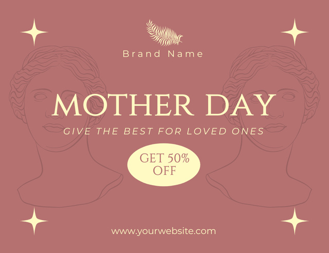 Mother's Day Discount of Goods for Women Thank You Card 5.5x4in Horizontal Design Template