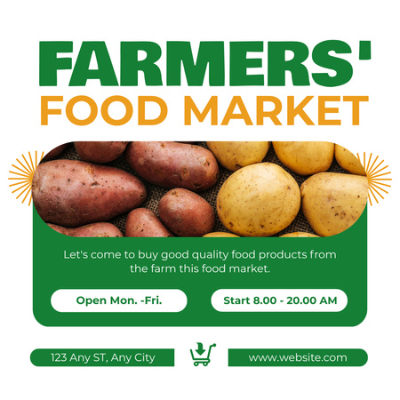 Convite para Mercado de Alimentos Agrícolas Instagram AD Modelo de Design