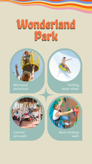 Discounts On Wonderland Park With Attractions And Water Slides Instagram Video Story Modelo de Design