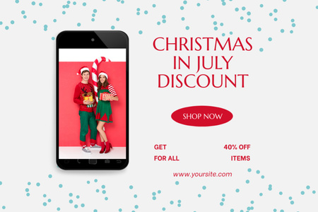 July Christmas Discount Announcement Flyer 4x6in Horizontal Design Template