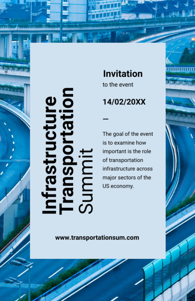 New Highways In Blue For Transportation Summit Announcement Invitation 5.5x8.5in Design Template
