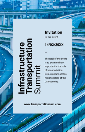 Highways In Blue For Transportation Summit Invitation 5.5x8.5in Design Template