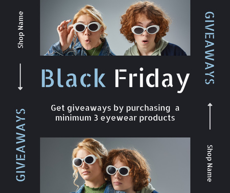Black Friday Discounts on Trendy Eyewear Facebook Design Template