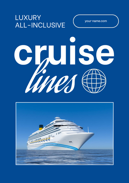Cruise Travel Offer on Blue Poster A3 Design Template