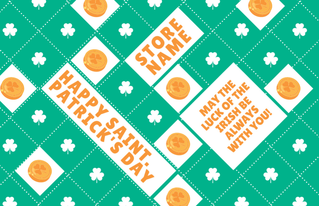 Plantilla de diseño de St. Patrick's Day Store's Promo Thank You Card 5.5x8.5in 