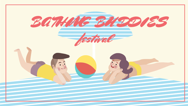 Festival Announcement with Couple by Water FB event cover Design Template