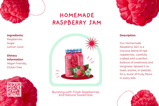 Homemade Raspberry Jam In Jar Offer Label Modelo de Design