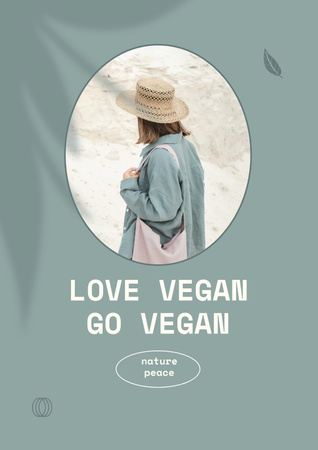 Vegan Lifestyle Concept with Girl in Summer Hat Poster Šablona návrhu