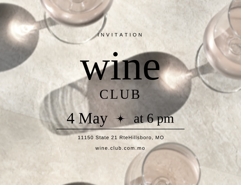 Wine Tasting Event Announcement In Club Invitation 13.9x10.7cm Horizontal Tasarım Şablonu