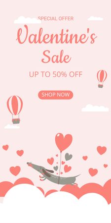 Valentine's Day Sale Announcement with Pink Illustration Graphic Design Template
