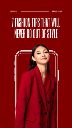 Young Woman in Stylish Outfit In Red Instagram Video Storyデザインテンプレート