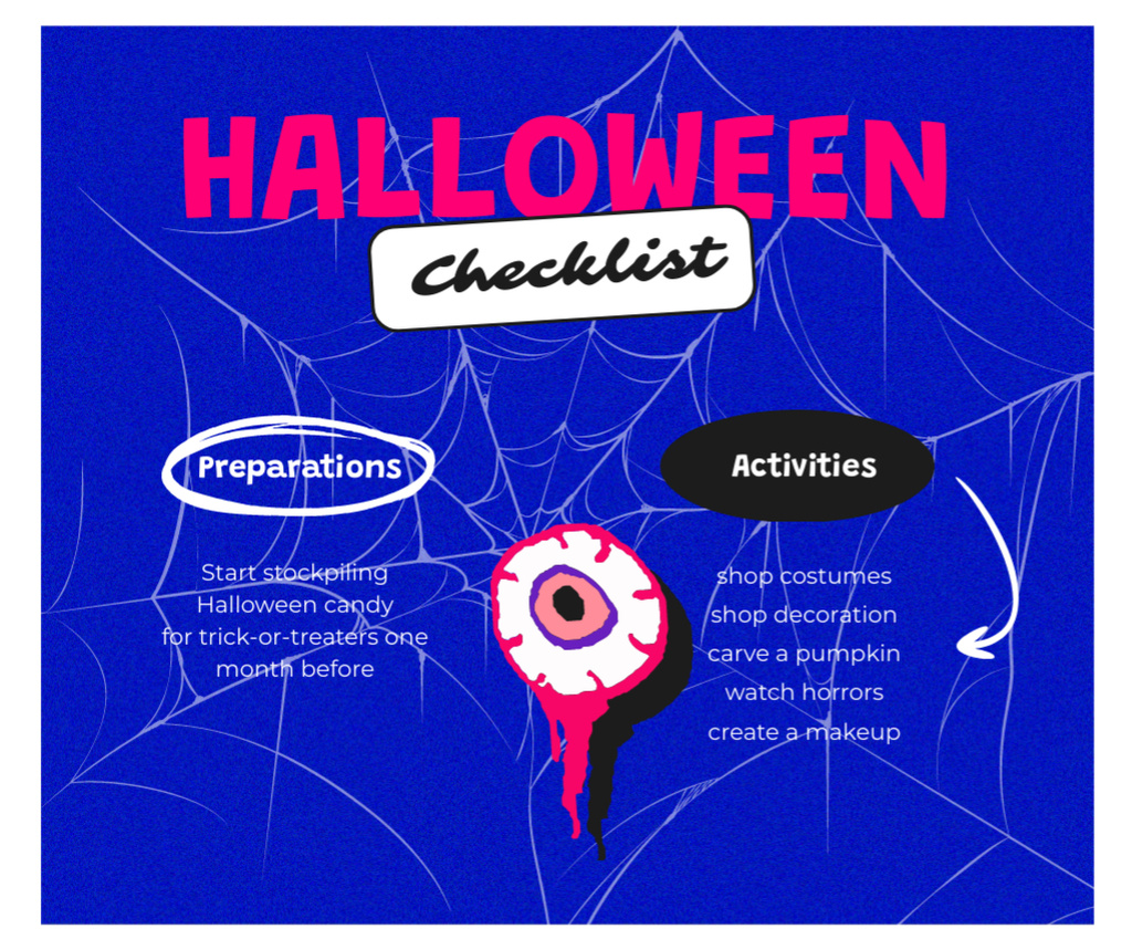 Halloween Preparation Ad with Scary Eye Facebook Design Template