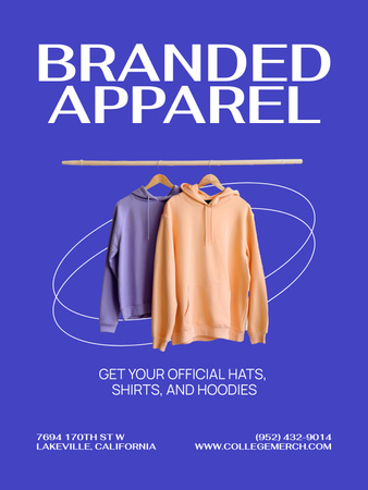College Apparel and Merchandise with Warm Hoodies Poster US Design Template