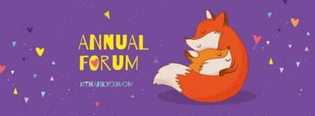 Mother's Day Annual Forum Announcement with Foxes Facebook cover Design Template
