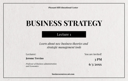 Exciting Business Strategy Lectures From Professor Invitation 4.6x7.2in Horizontal Design Template